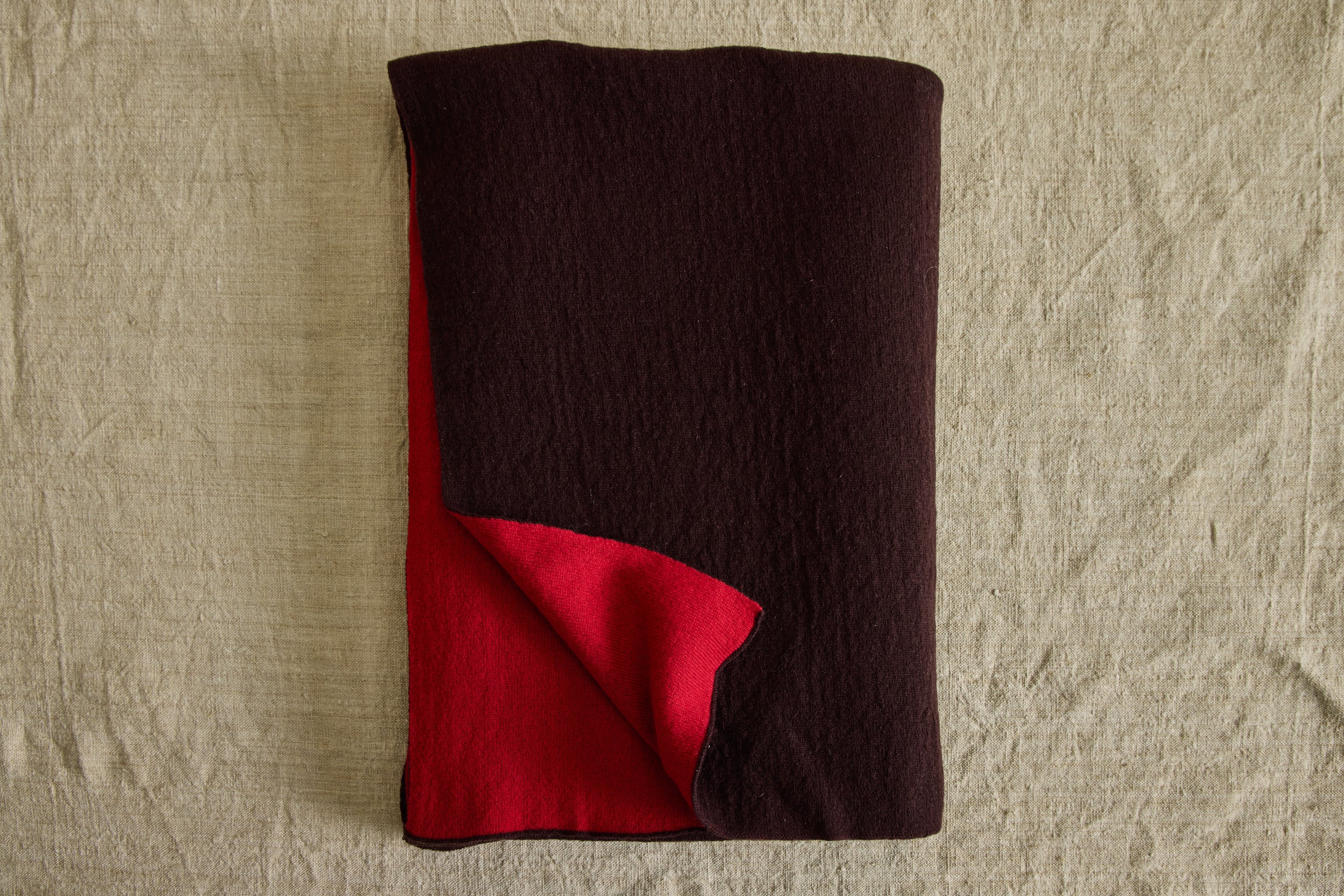 Cashmere Throw in Scarlet/Espresso - Image 4