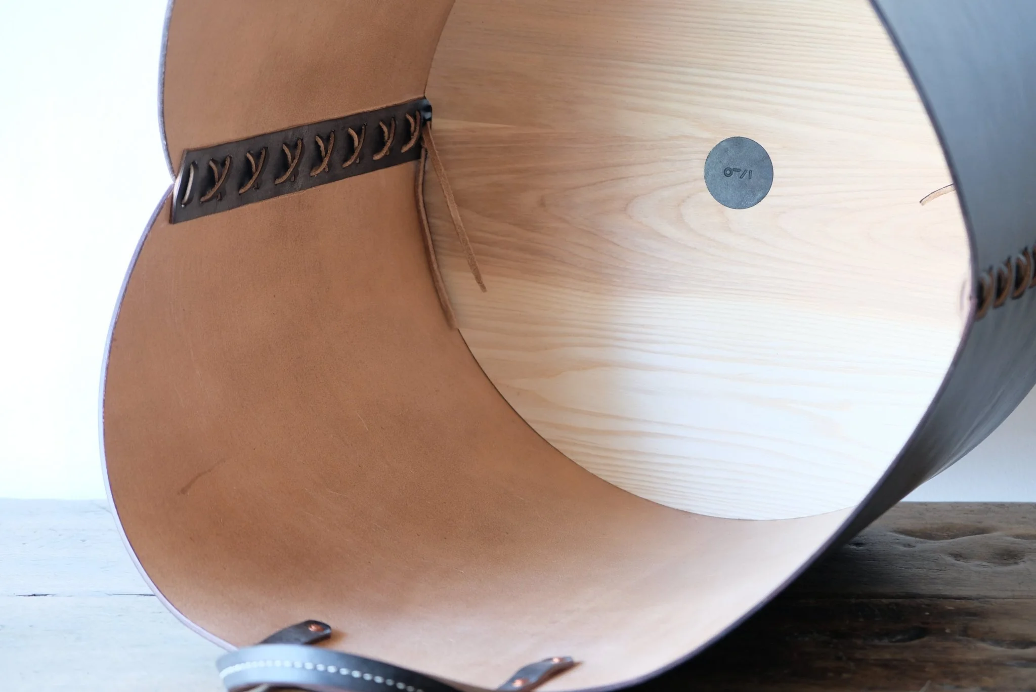 Leather Log Basket in Charcoal Black - Image 4